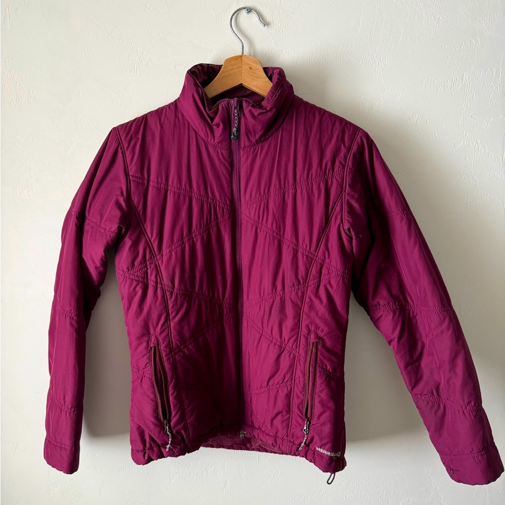 Merrel Goose Down Lightweight Puffer Jacket Women's Small Purple Quileted